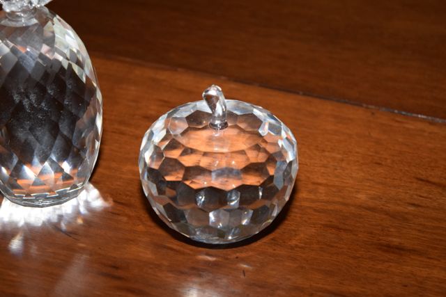 Simon Designs Crystal Apple and Pineapple Paperweights