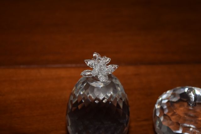 Simon Designs Crystal Apple and Pineapple Paperweights