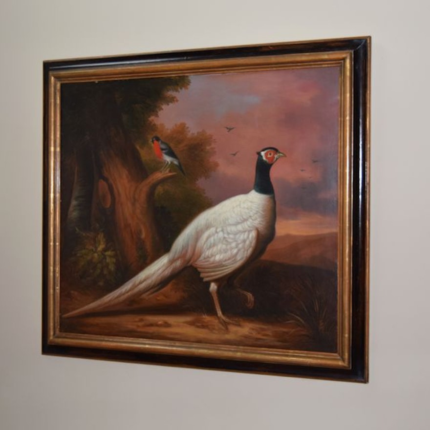 Original Signed Oil on Canvas Pheasant Themed Painting