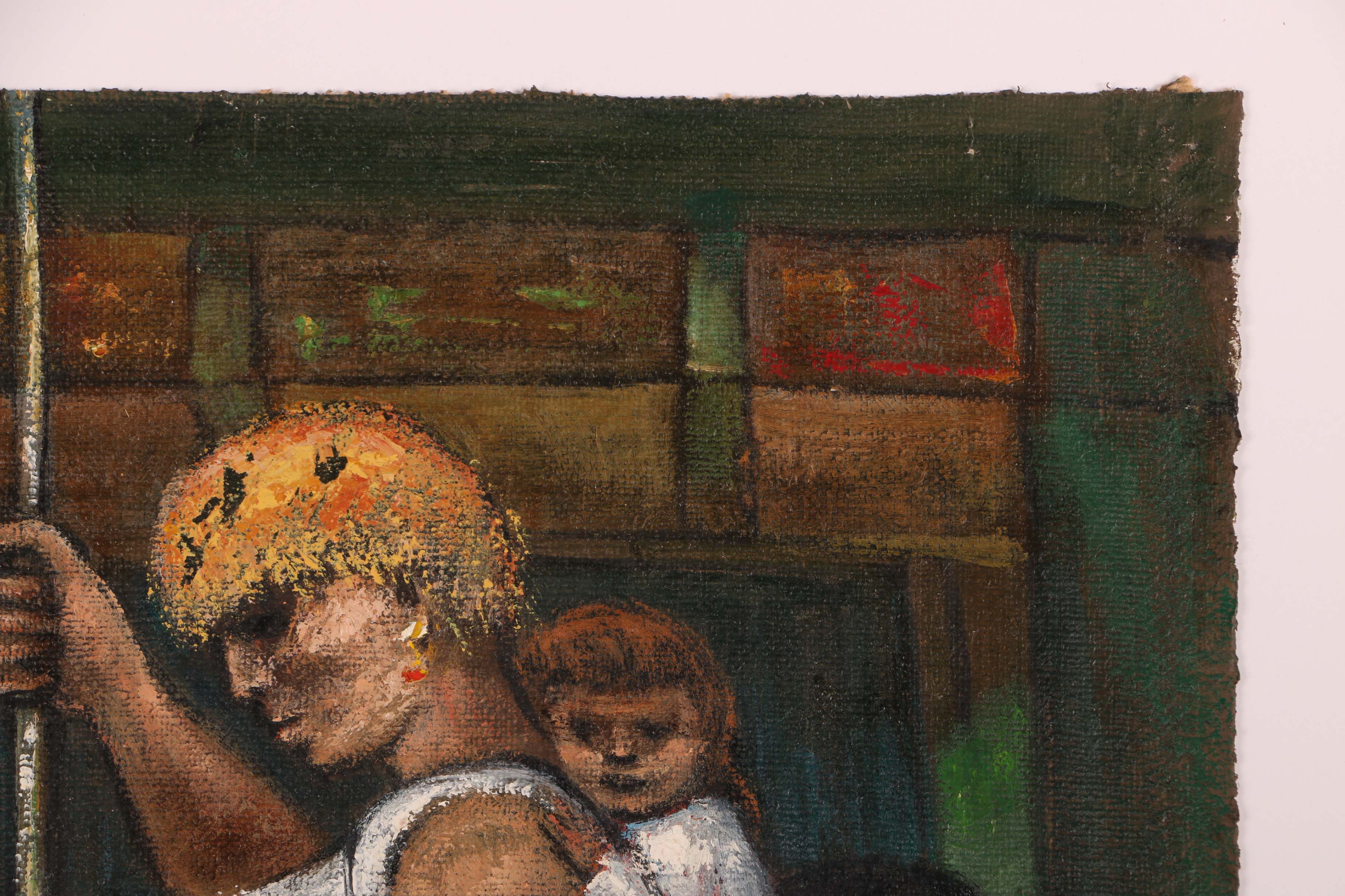 Albert Pels Oil Painting on Unstretched Canvas "Stand Up for Pregnant Women"