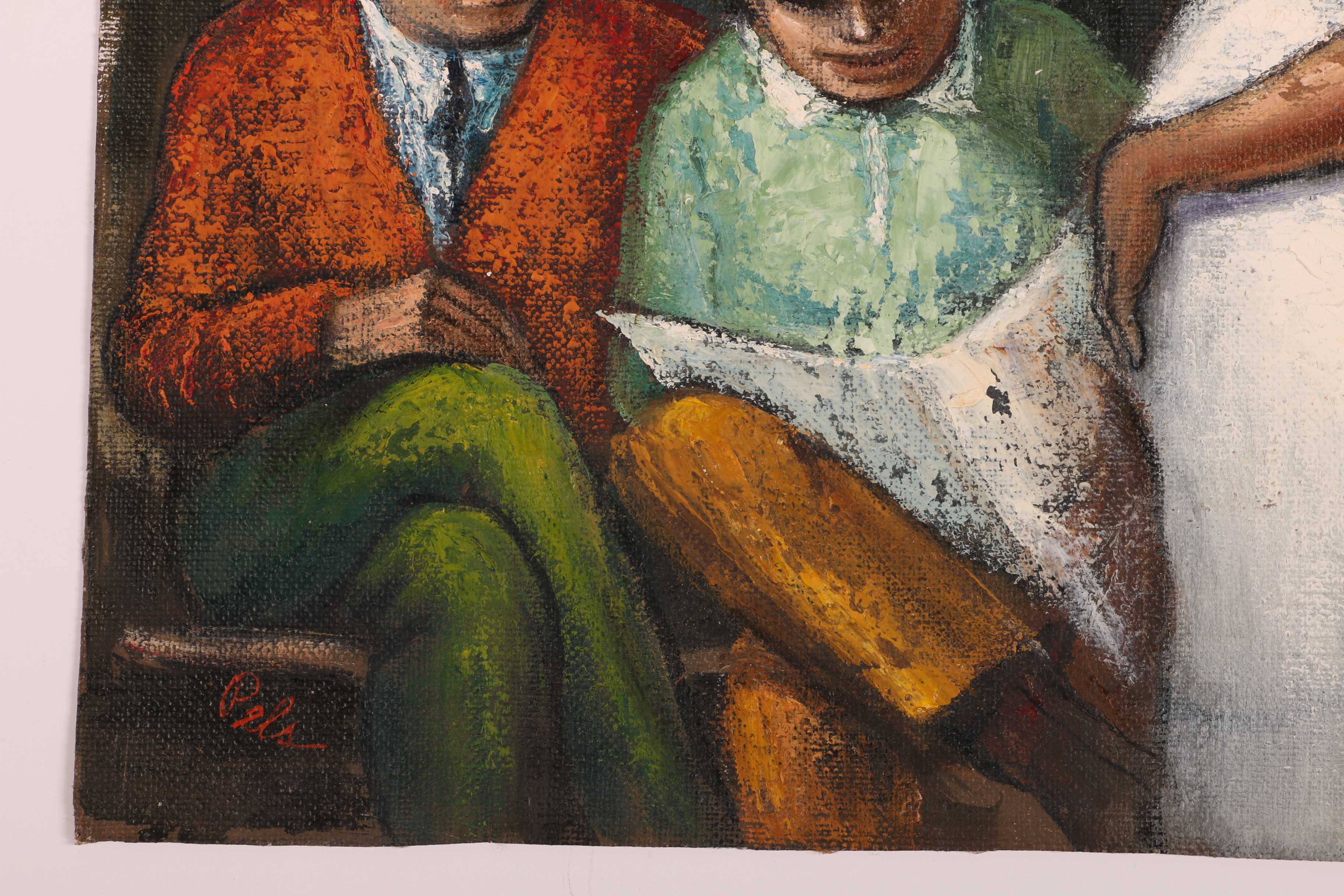 Albert Pels Oil Painting on Unstretched Canvas "Stand Up for Pregnant Women"