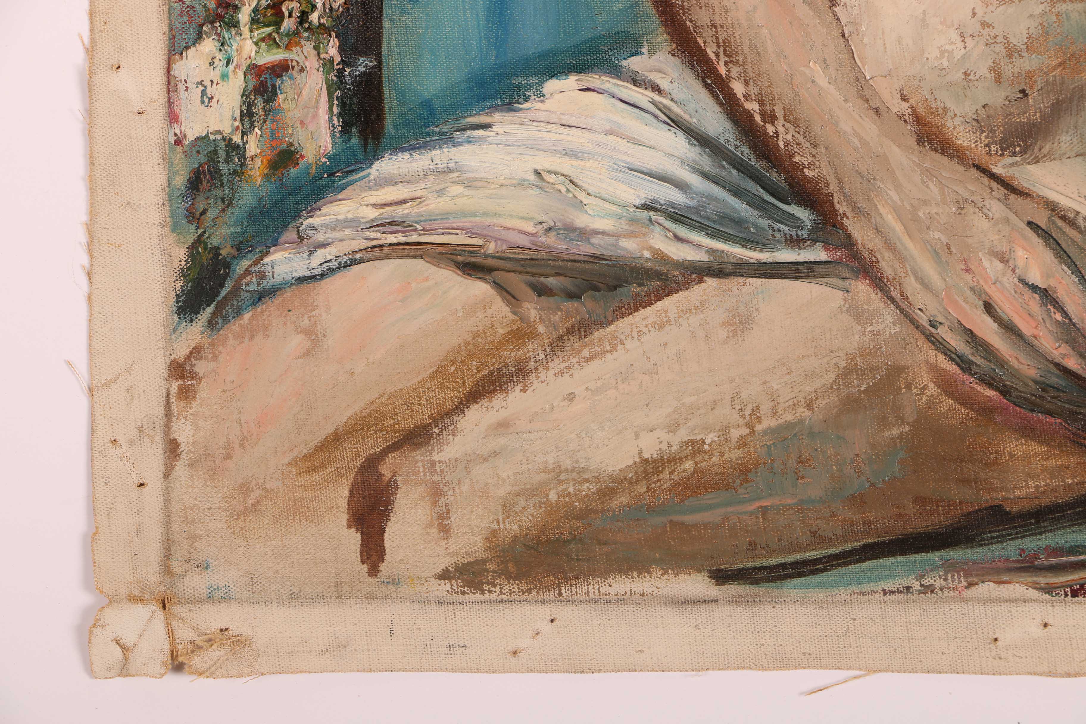 Albert Pels Oil Painting on Unstretched Canvas of Nude Figure