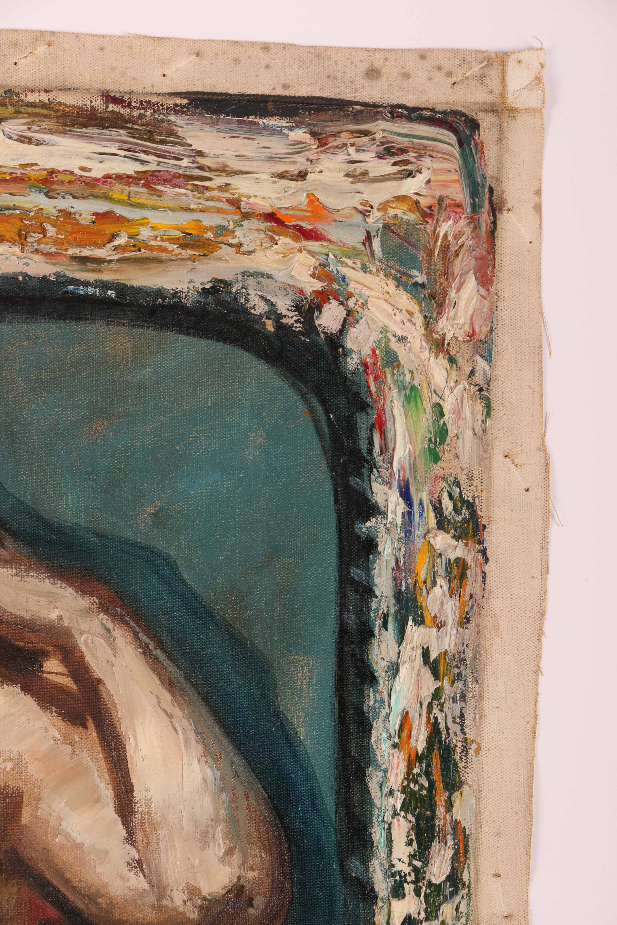 Albert Pels Oil Painting on Unstretched Canvas of Nude Figure