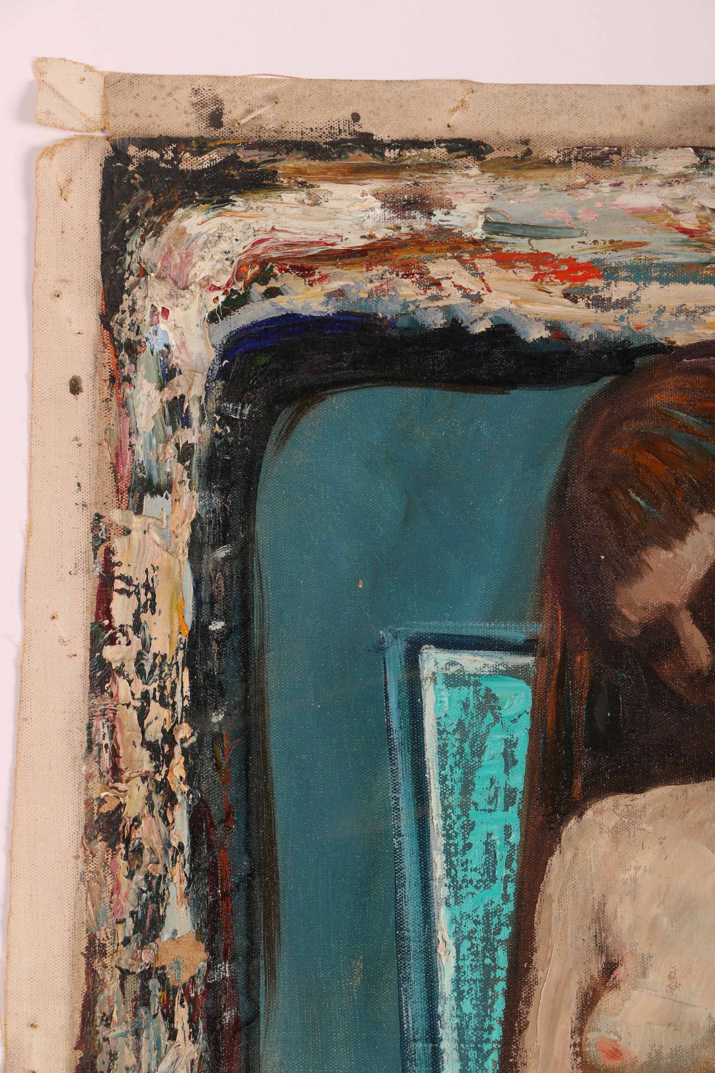 Albert Pels Oil Painting on Unstretched Canvas of Nude Figure