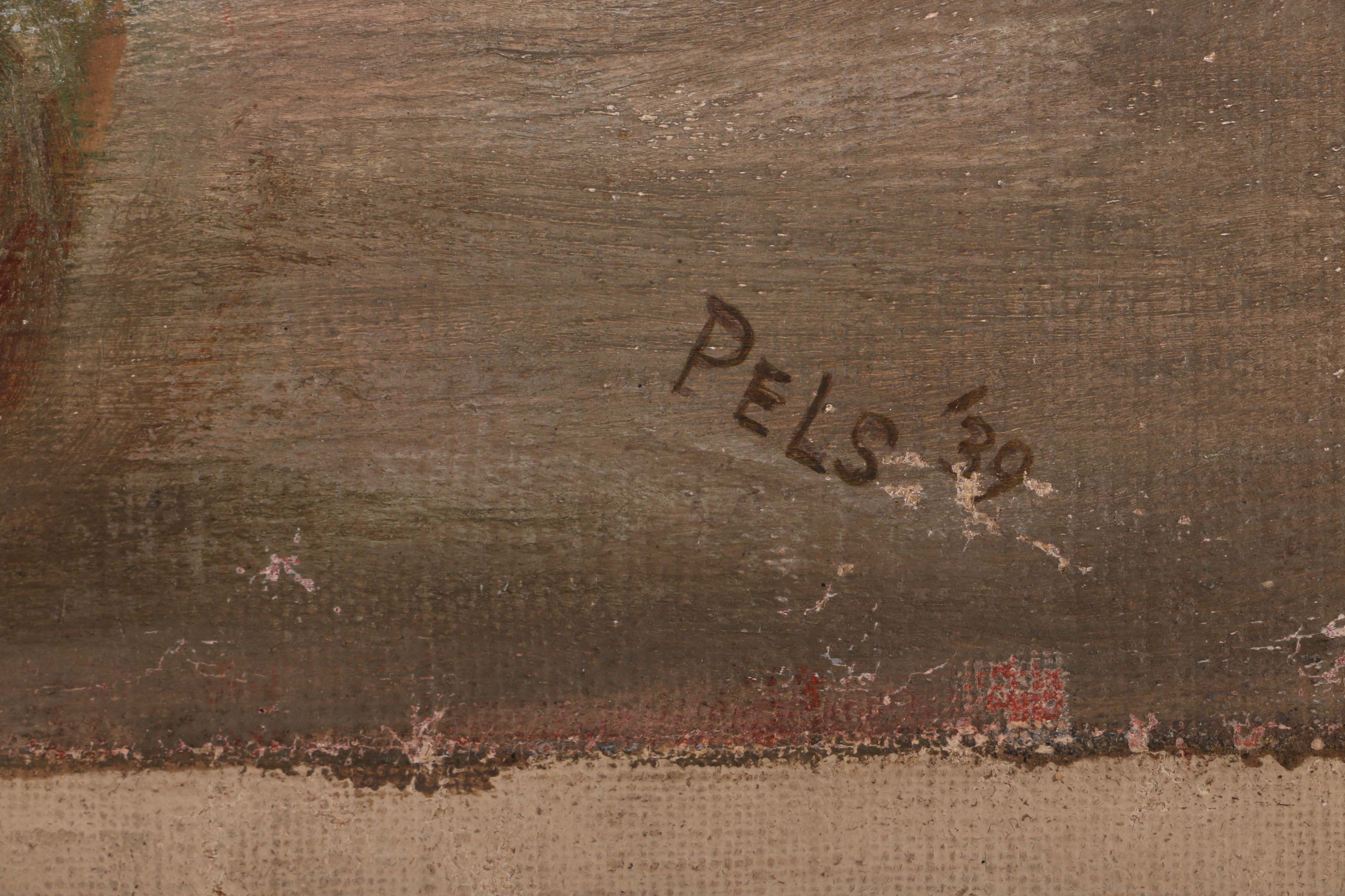 Albert Pels Oil Painting on Unstretched Canvas of Cincinnati Row Houses