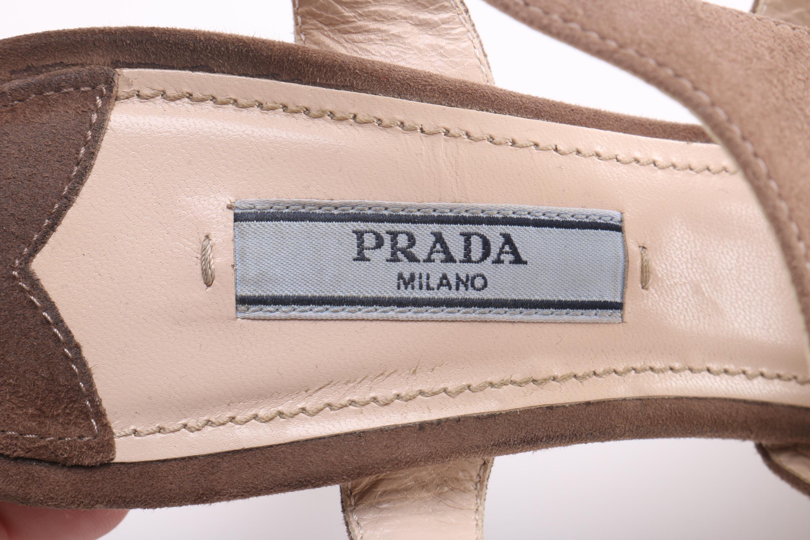 Prada Heels in Taupe Suede