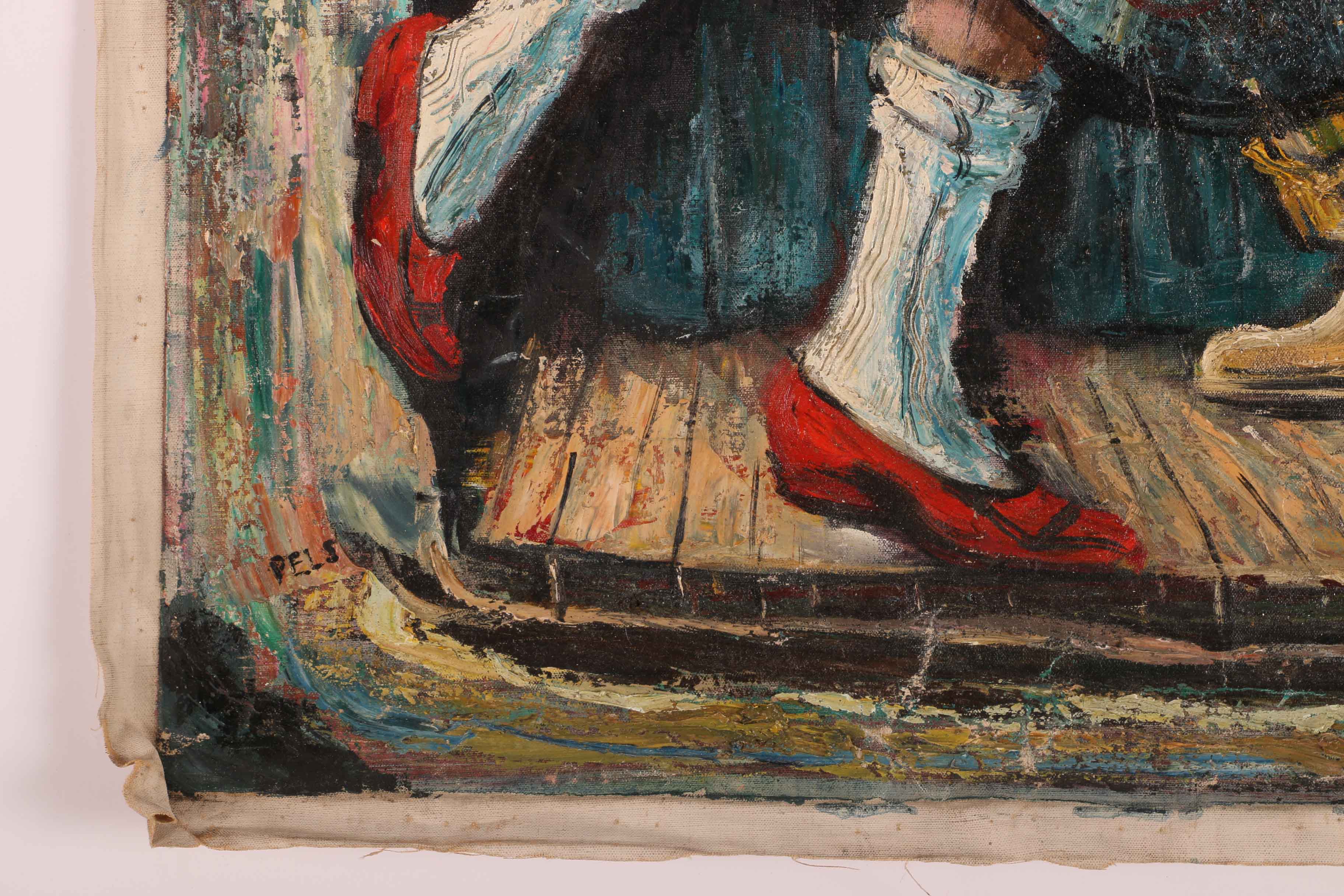 Albert Pels Original Oil Painting on Unstretched Canvas of a Couple Dancing