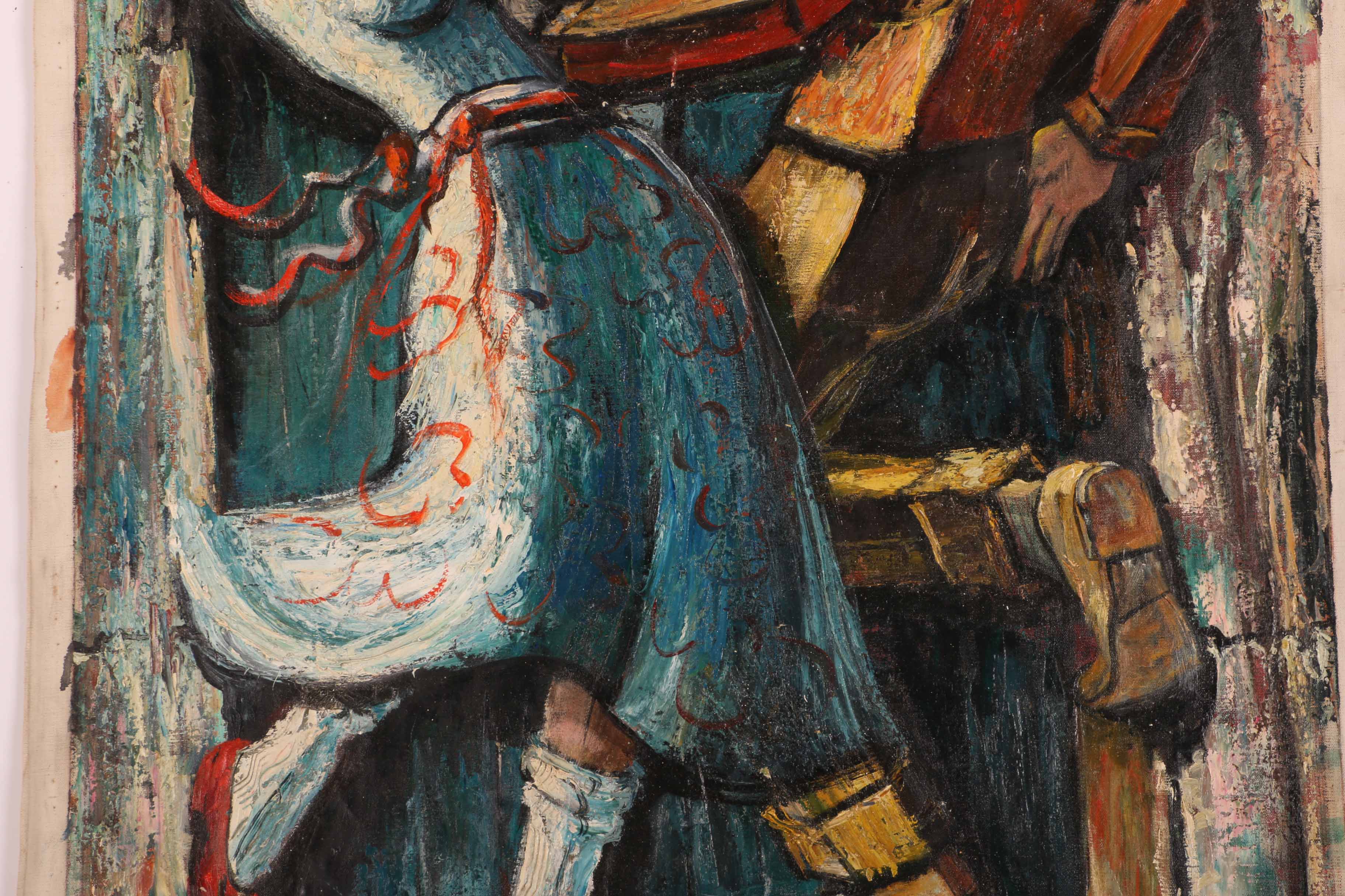 Albert Pels Original Oil Painting on Unstretched Canvas of a Couple Dancing