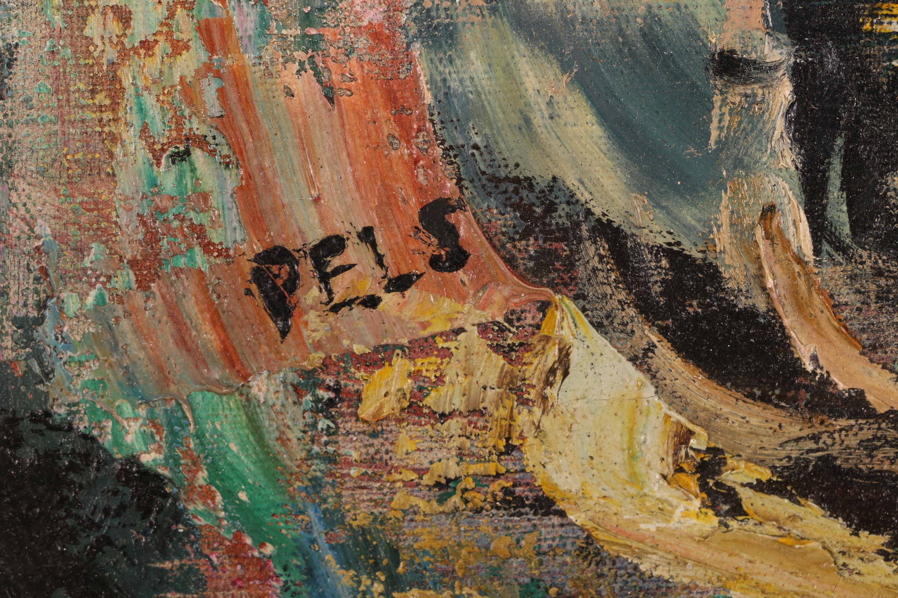 Albert Pels Original Oil Painting on Unstretched Canvas of a Couple Dancing