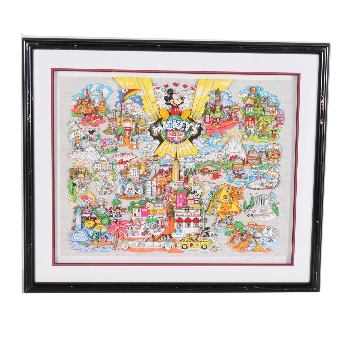 Charles Fazzino 3-D Print "Mickey's World Tour"