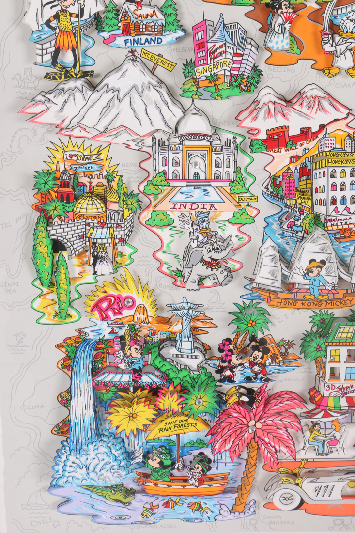 Charles Fazzino 3-D Print "Mickey's World Tour"