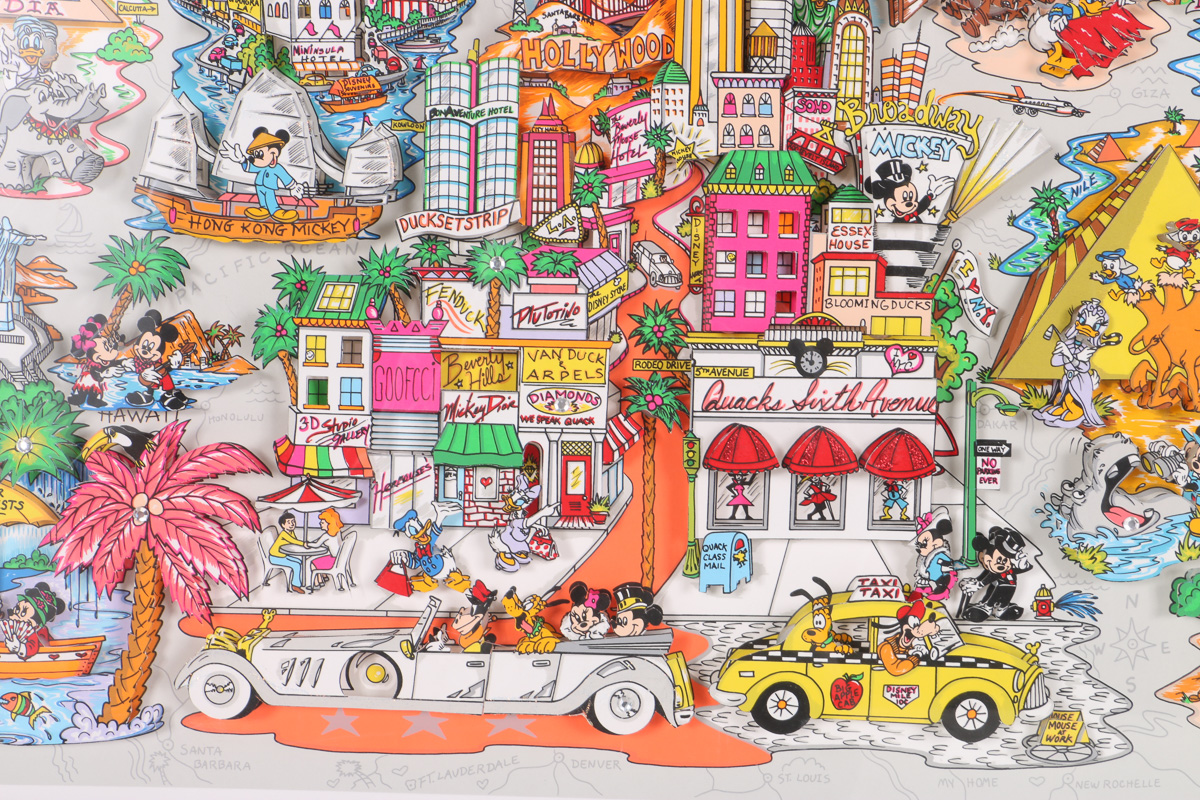 Charles Fazzino 3-D Print "Mickey's World Tour"