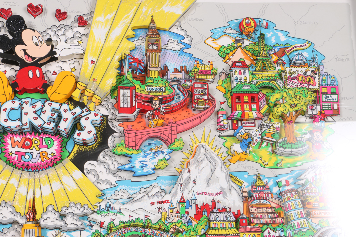 Charles Fazzino 3-D Print "Mickey's World Tour"