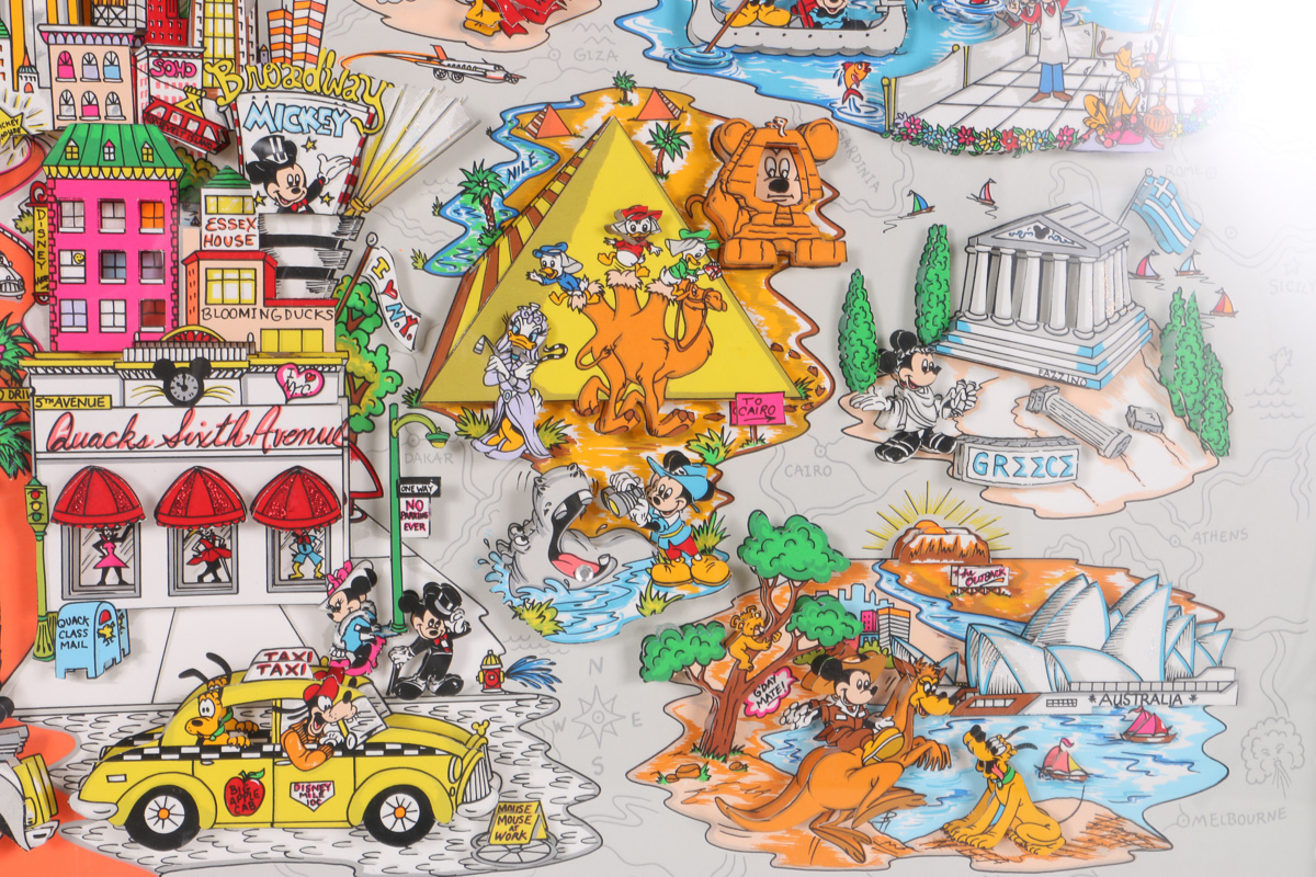 Charles Fazzino 3-D Print "Mickey's World Tour"