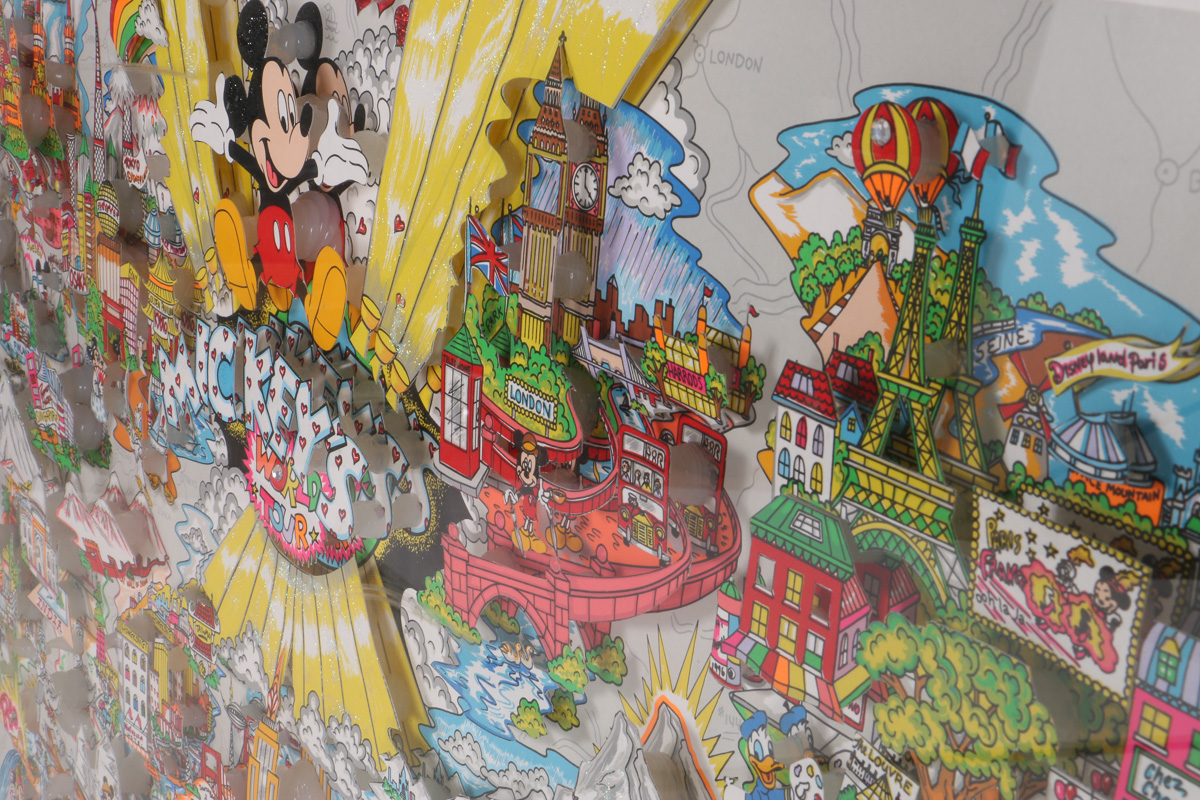 Charles Fazzino 3-D Print "Mickey's World Tour"