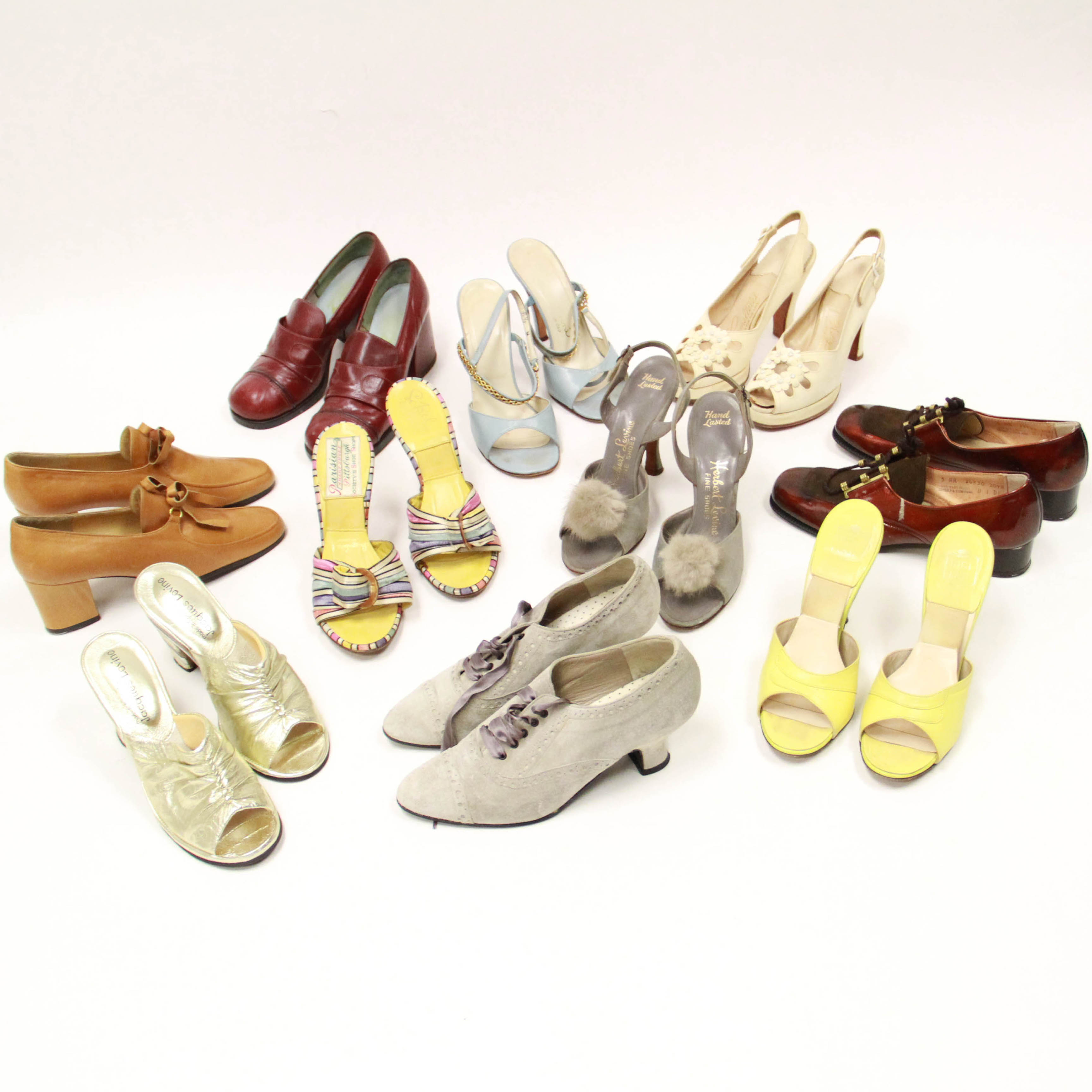 Vintage 1960's  - 1980's Shoes Including Herbert Levine, Rinaldi, Jacques Levine & Gigi Lsst