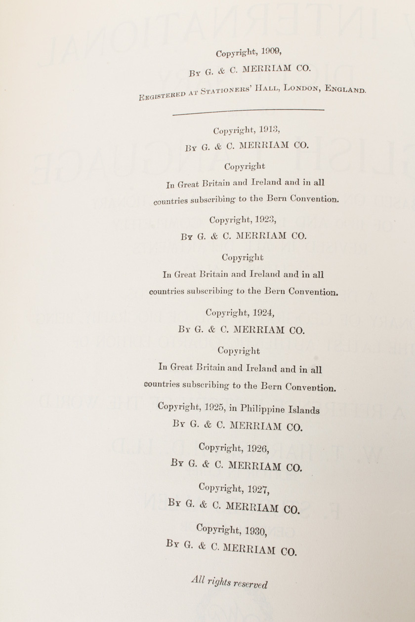 Vintage 1930 Webster's Dictionary