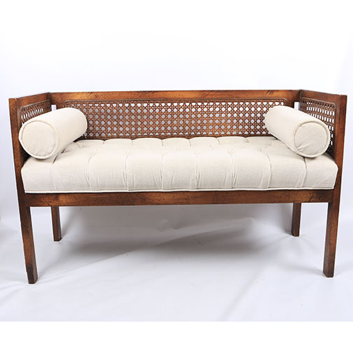 Vintage Wood and  Rattan Bench