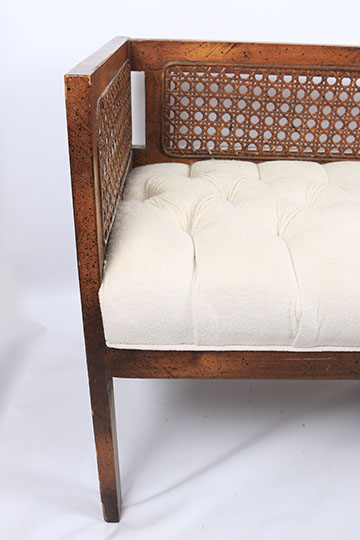 Vintage Wood and  Rattan Bench