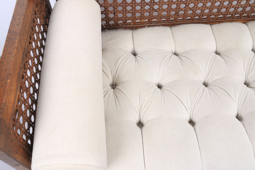 Vintage Wood and  Rattan Bench