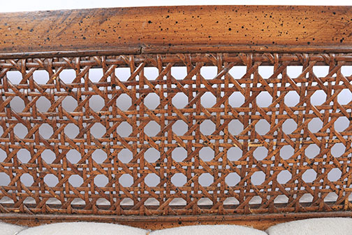 Vintage Wood and  Rattan Bench