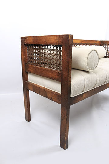Vintage Wood and  Rattan Bench