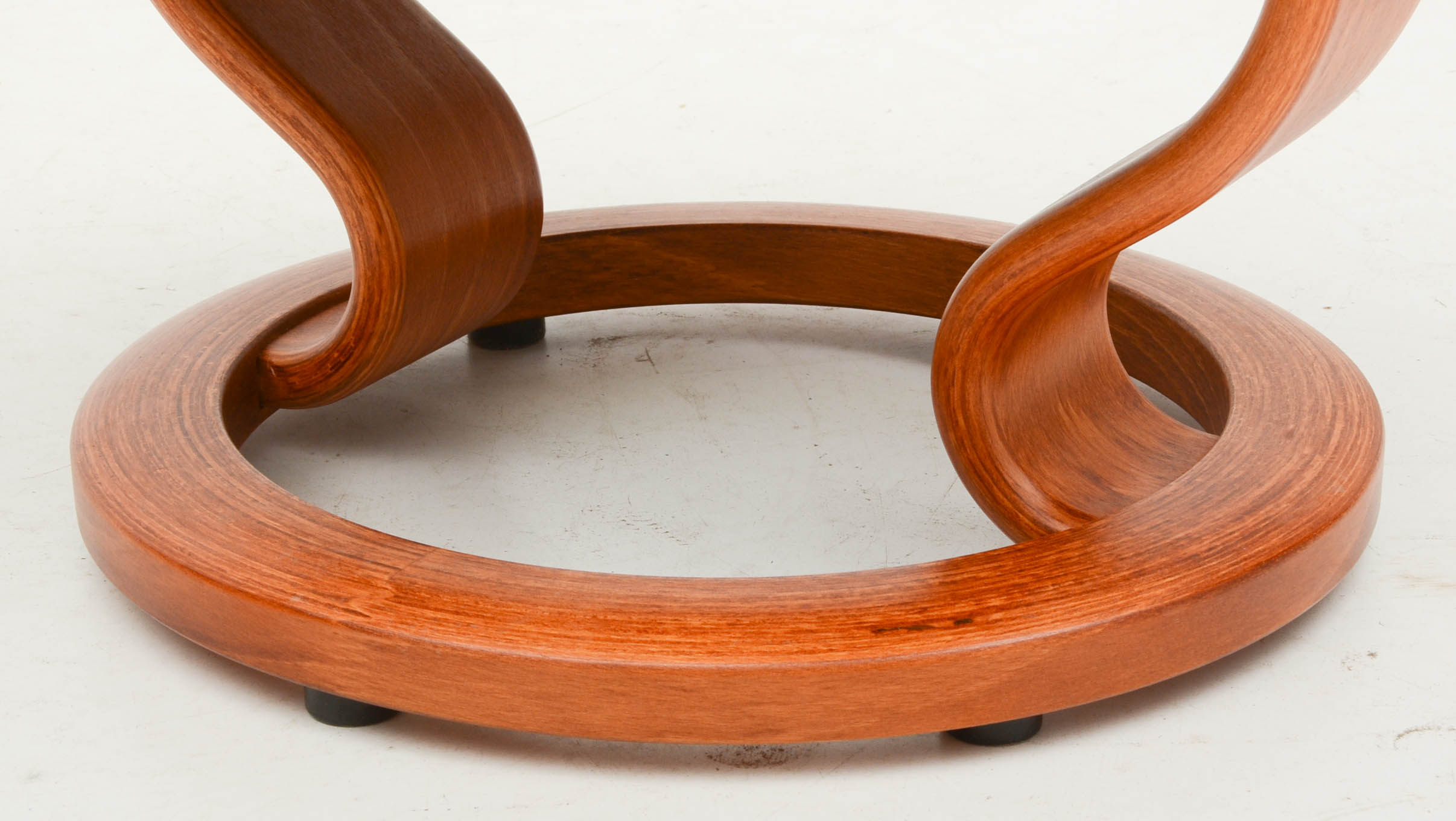 Danish Modern Style Red Leather Reclining Loveseat with Two Ottomans