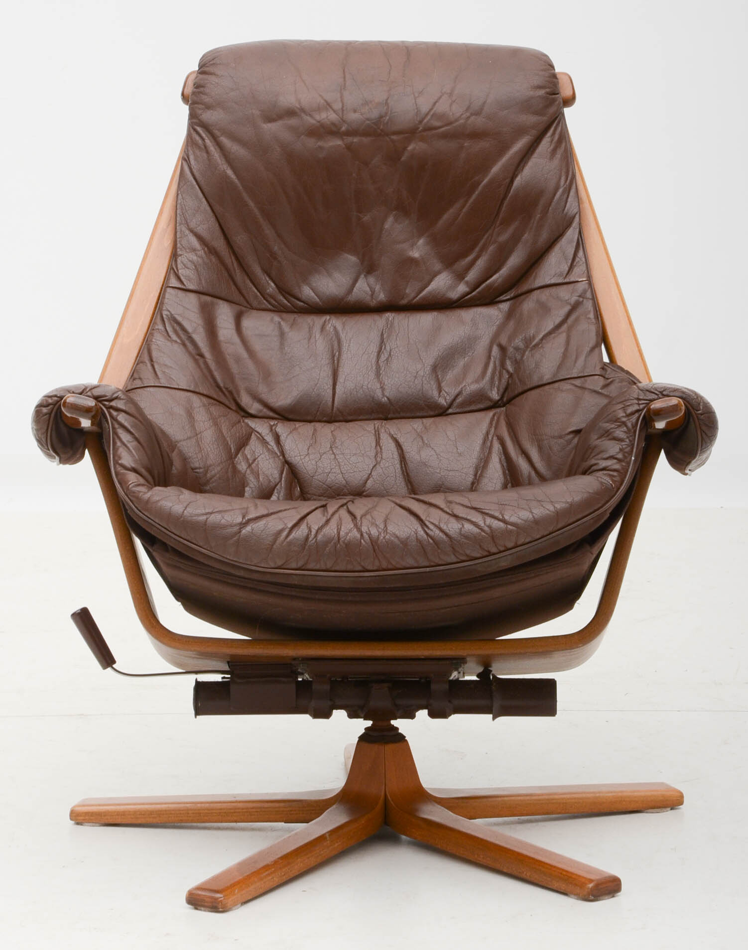Swedish Leather Recliner and Ottoman by Mobel