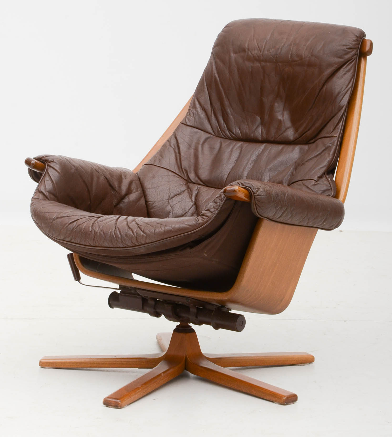 Swedish Leather Recliner and Ottoman by Mobel