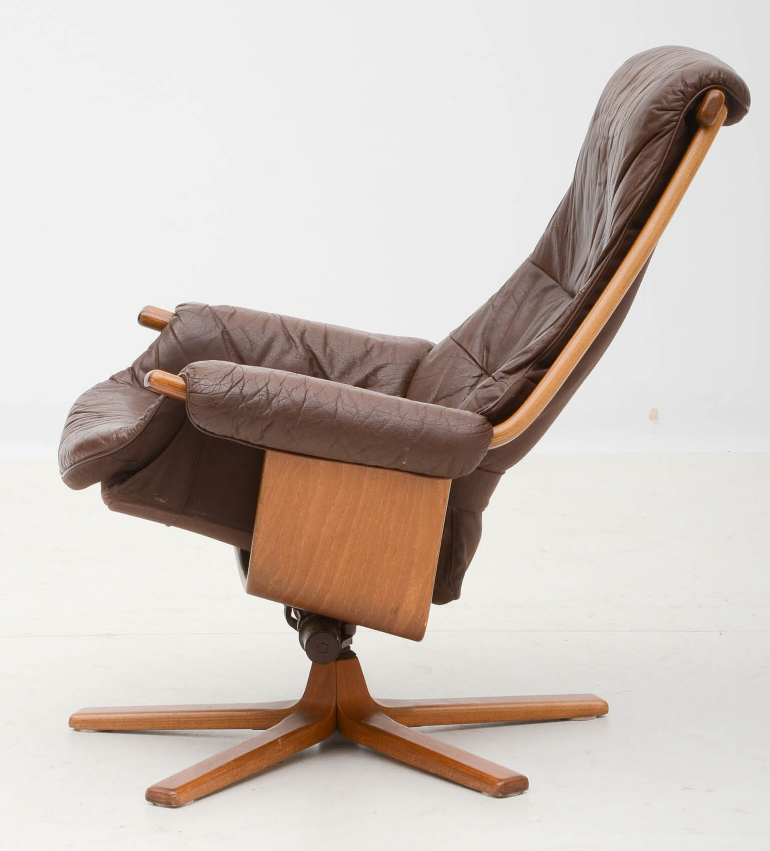 Swedish Leather Recliner and Ottoman by Mobel