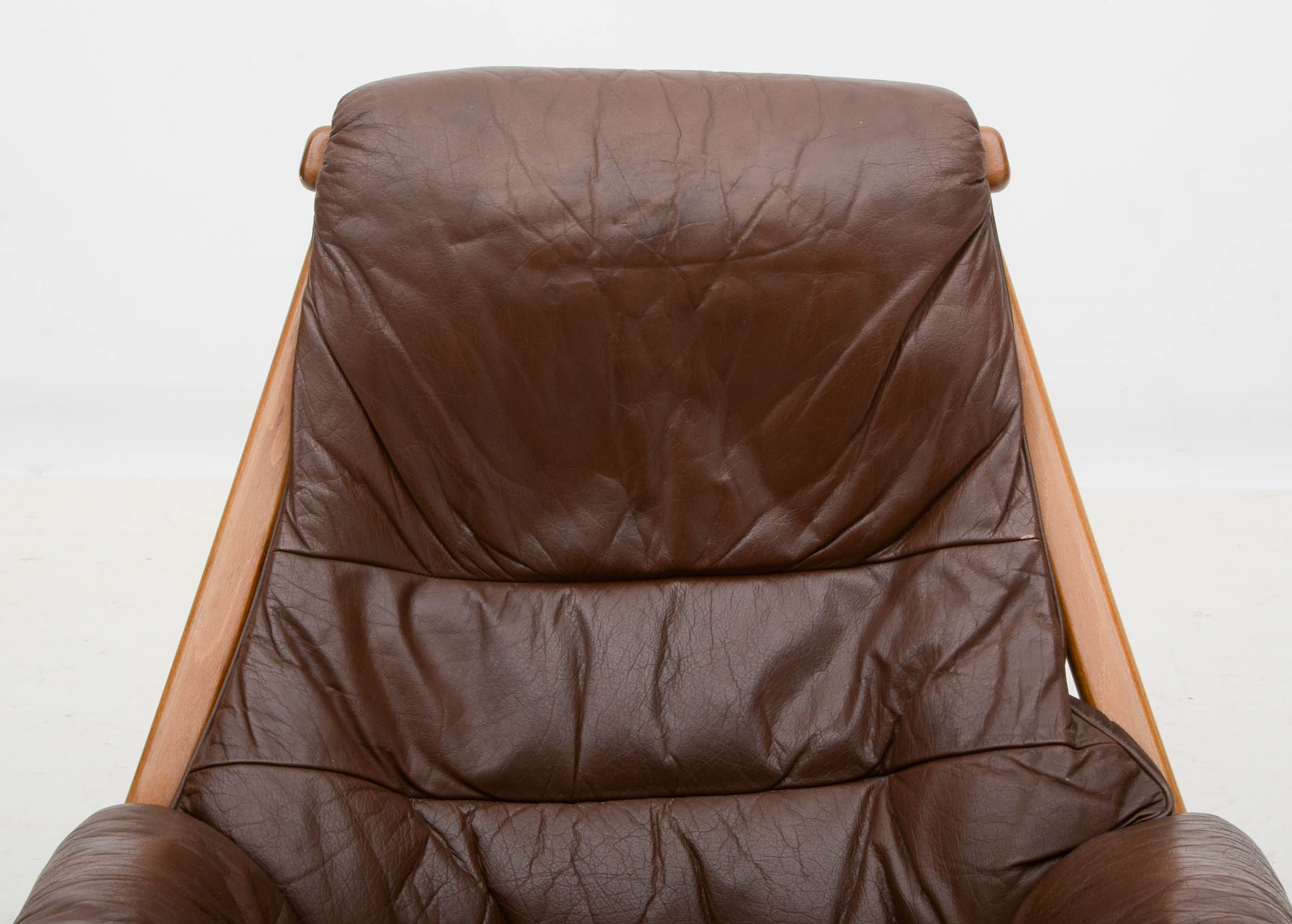 Swedish Leather Recliner and Ottoman by Mobel