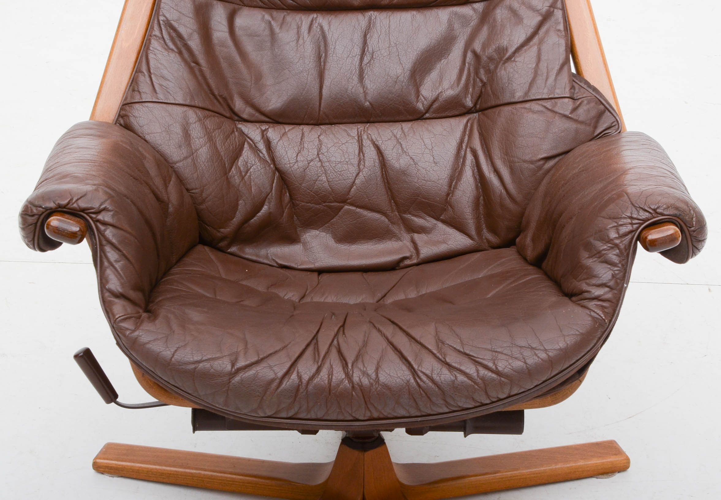 Swedish Leather Recliner and Ottoman by Mobel