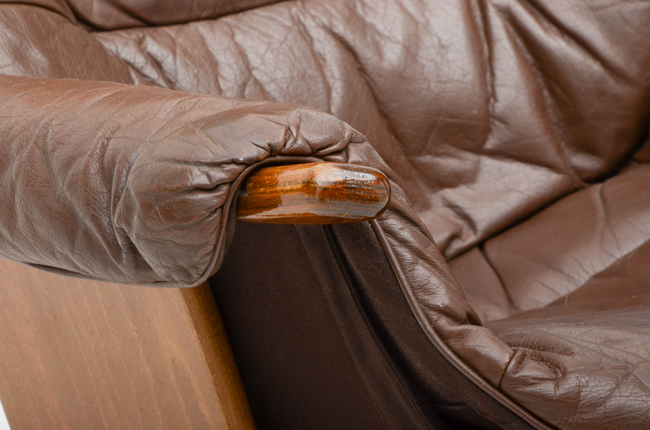 Swedish Leather Recliner and Ottoman by Mobel