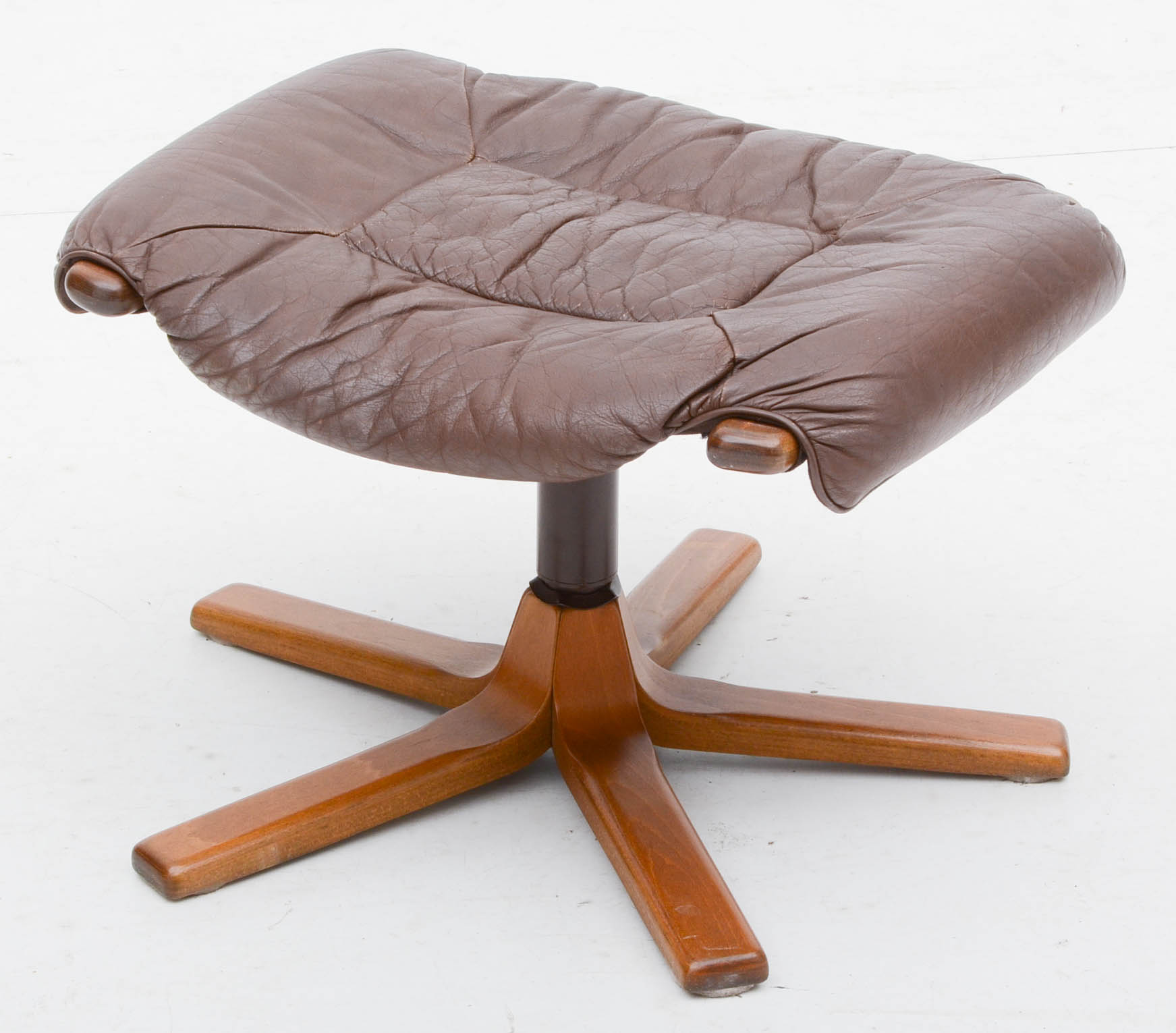 Swedish Leather Recliner and Ottoman by Mobel