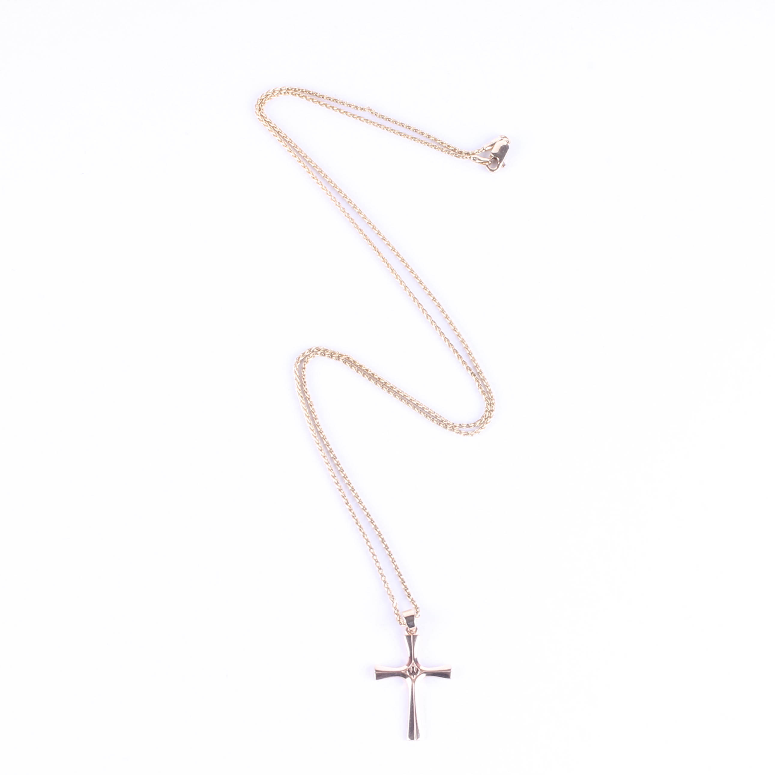 14K Gold Necklace Chain and James Avery "Descending Dove" Gold Cross Pendant