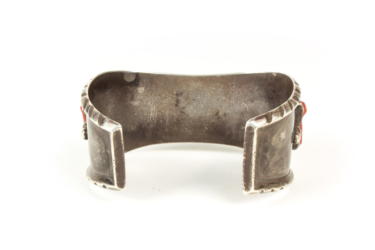 Vintage Sterling Silver, Turquoise, and Coral Watch Cuff