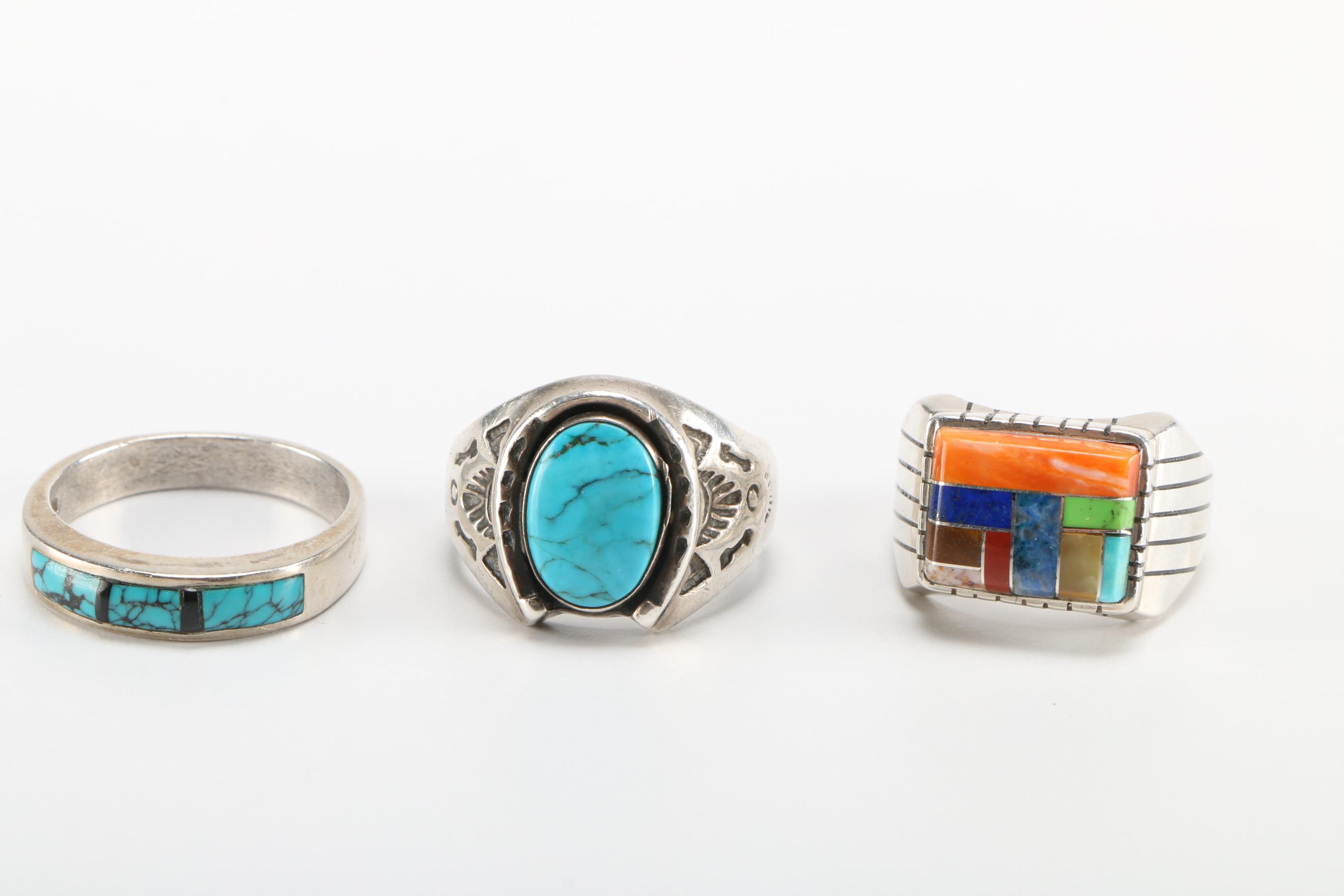 Collection of Men's Sterling Silver Rings