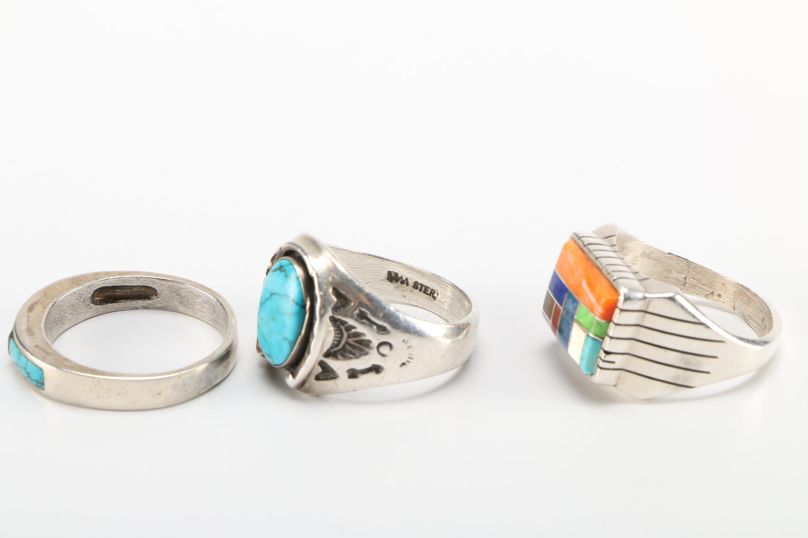 Collection of Men's Sterling Silver Rings