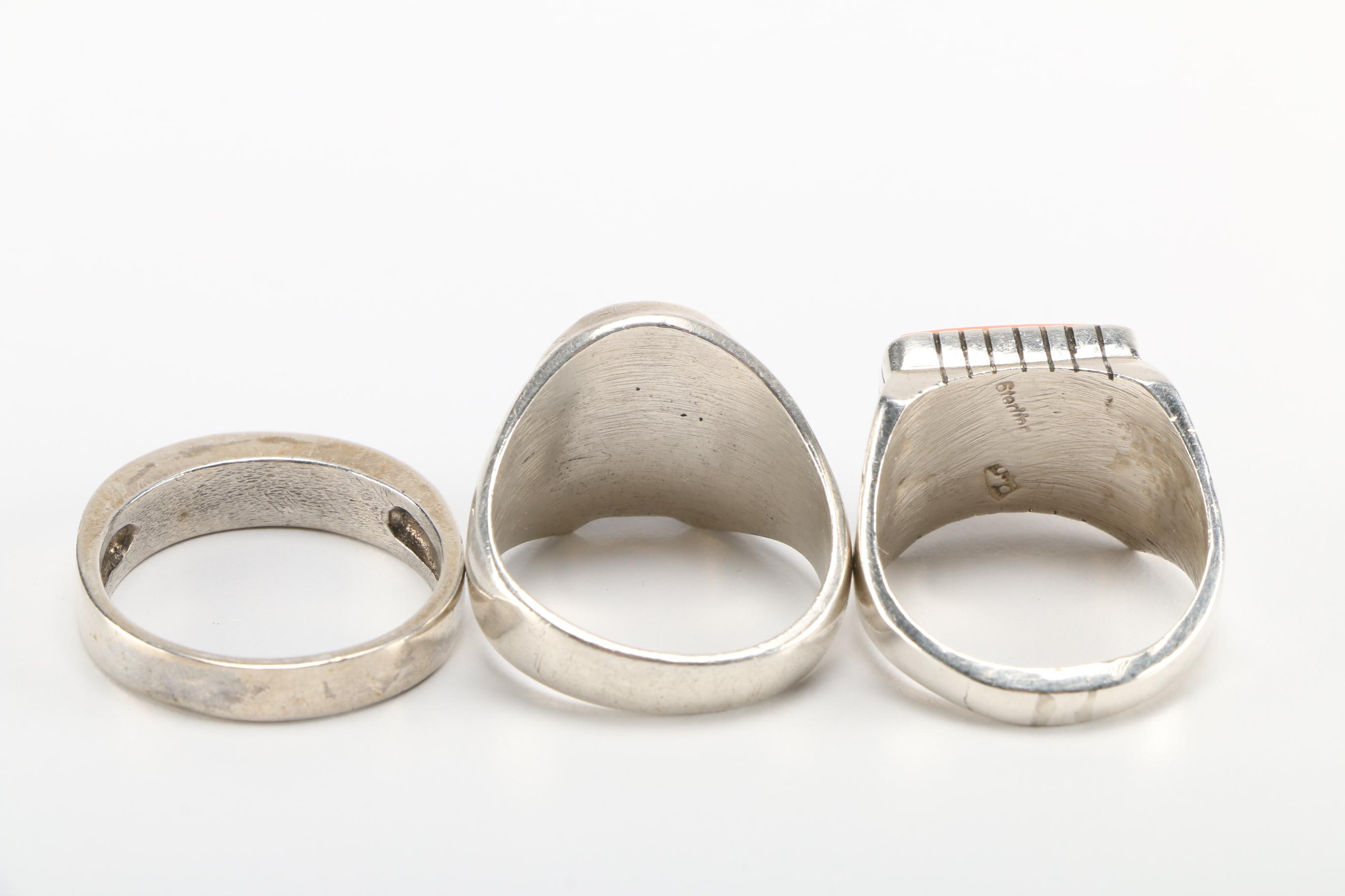 Collection of Men's Sterling Silver Rings