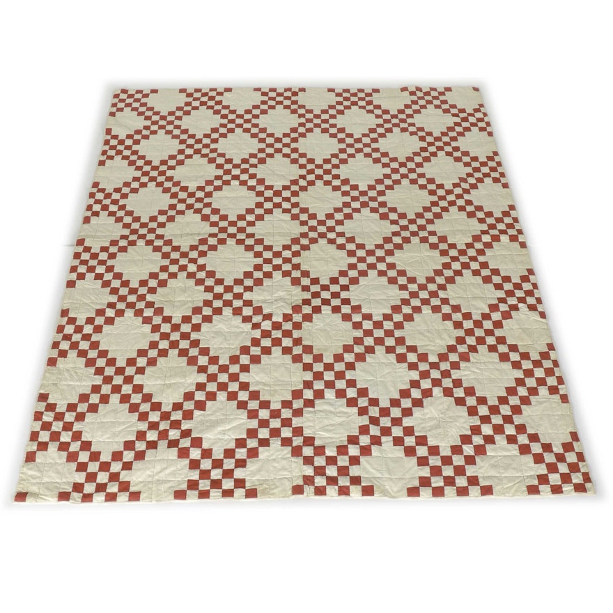 Vintage Red and White Double Irish Chain Quilt