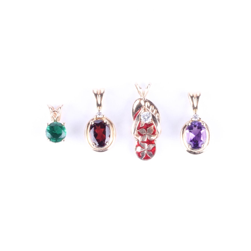 14K Gold and Gemstone Pendant Collection