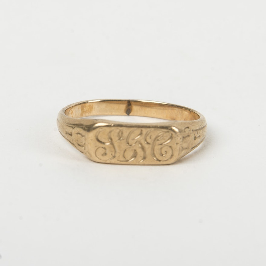 Monogrammed Gold Ring