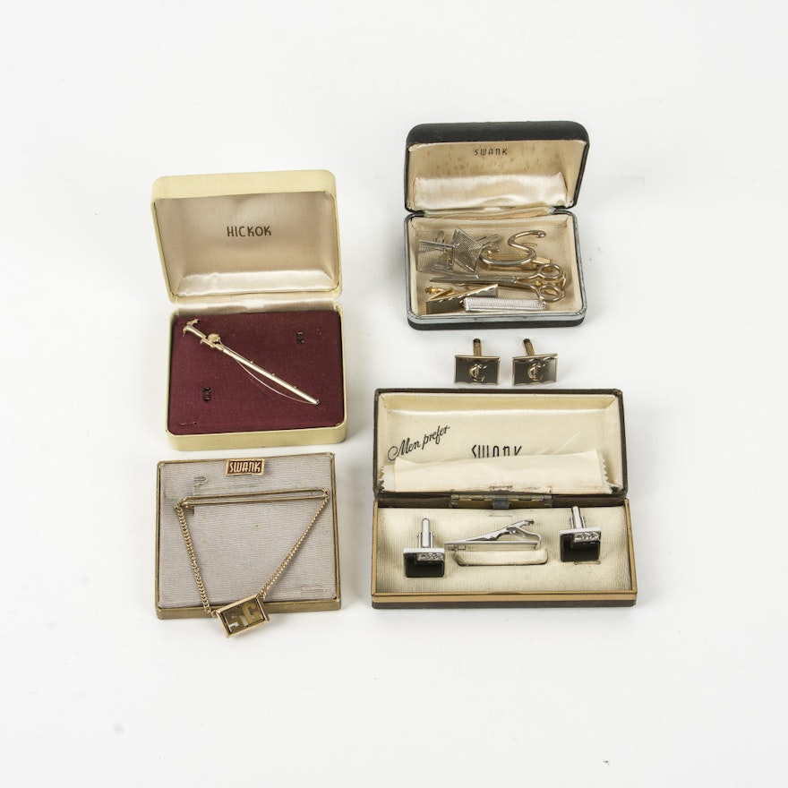 Assortment of Vintage Tie-Clips and Cuff links