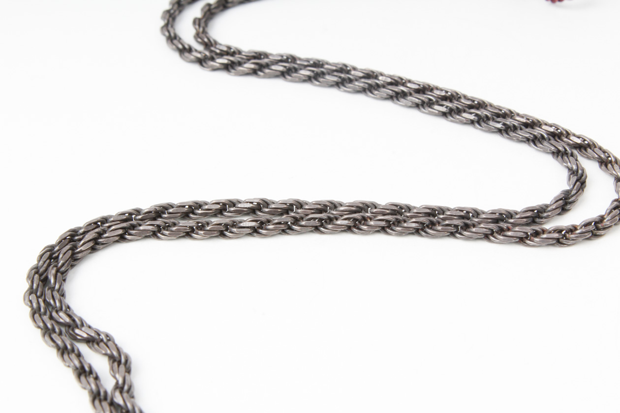 Vintage Victoria Crowne & Co.  Sterling Silver, Marcasite, and Garnet Pendant Necklace