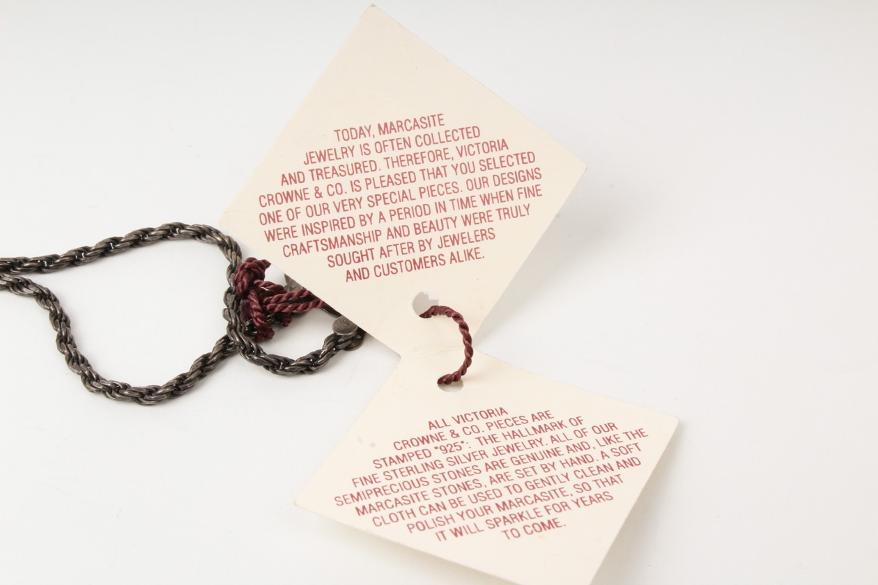 Vintage Victoria Crowne & Co.  Sterling Silver, Marcasite, and Garnet Pendant Necklace
