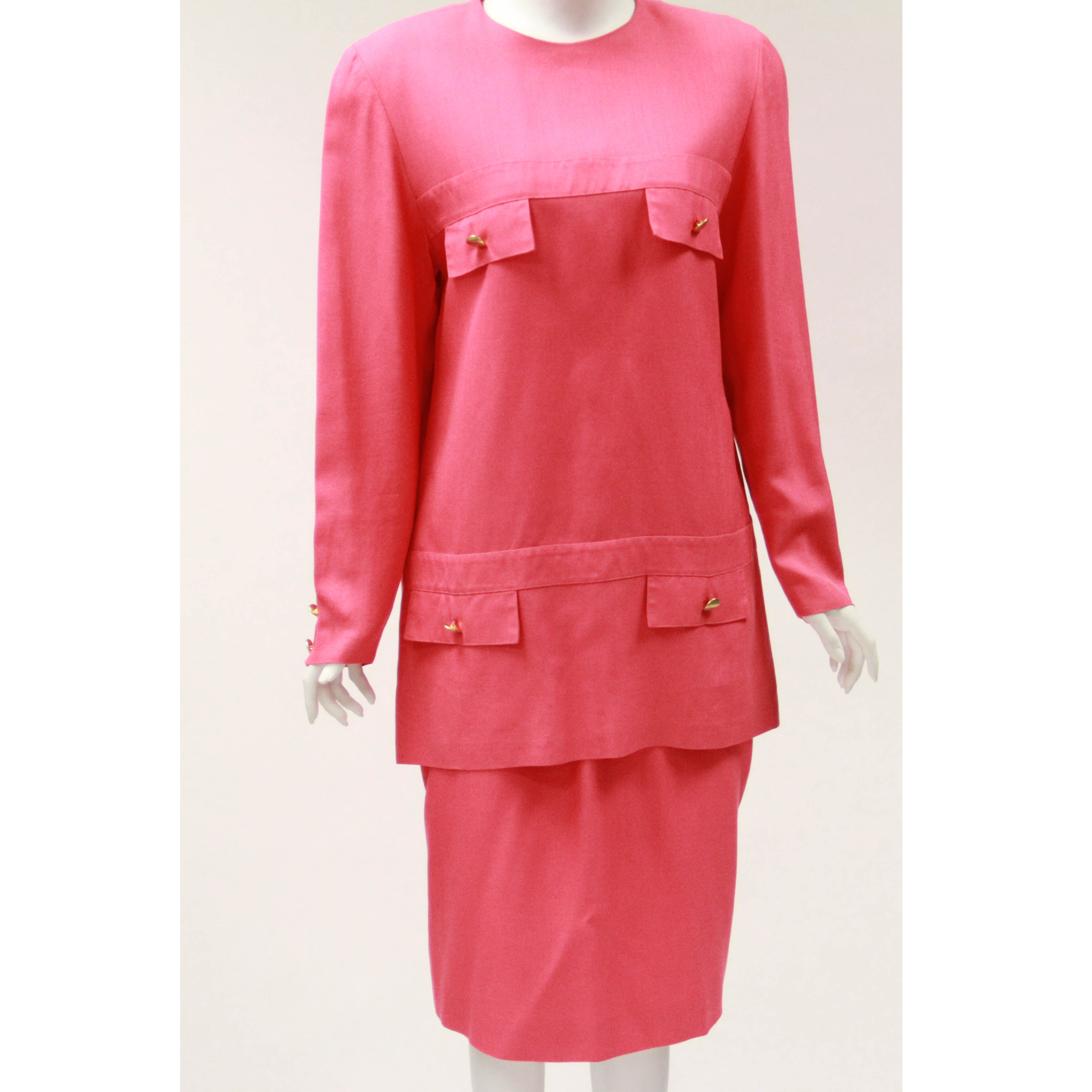 1980's Pierre Balmain Pink Skirt Suit