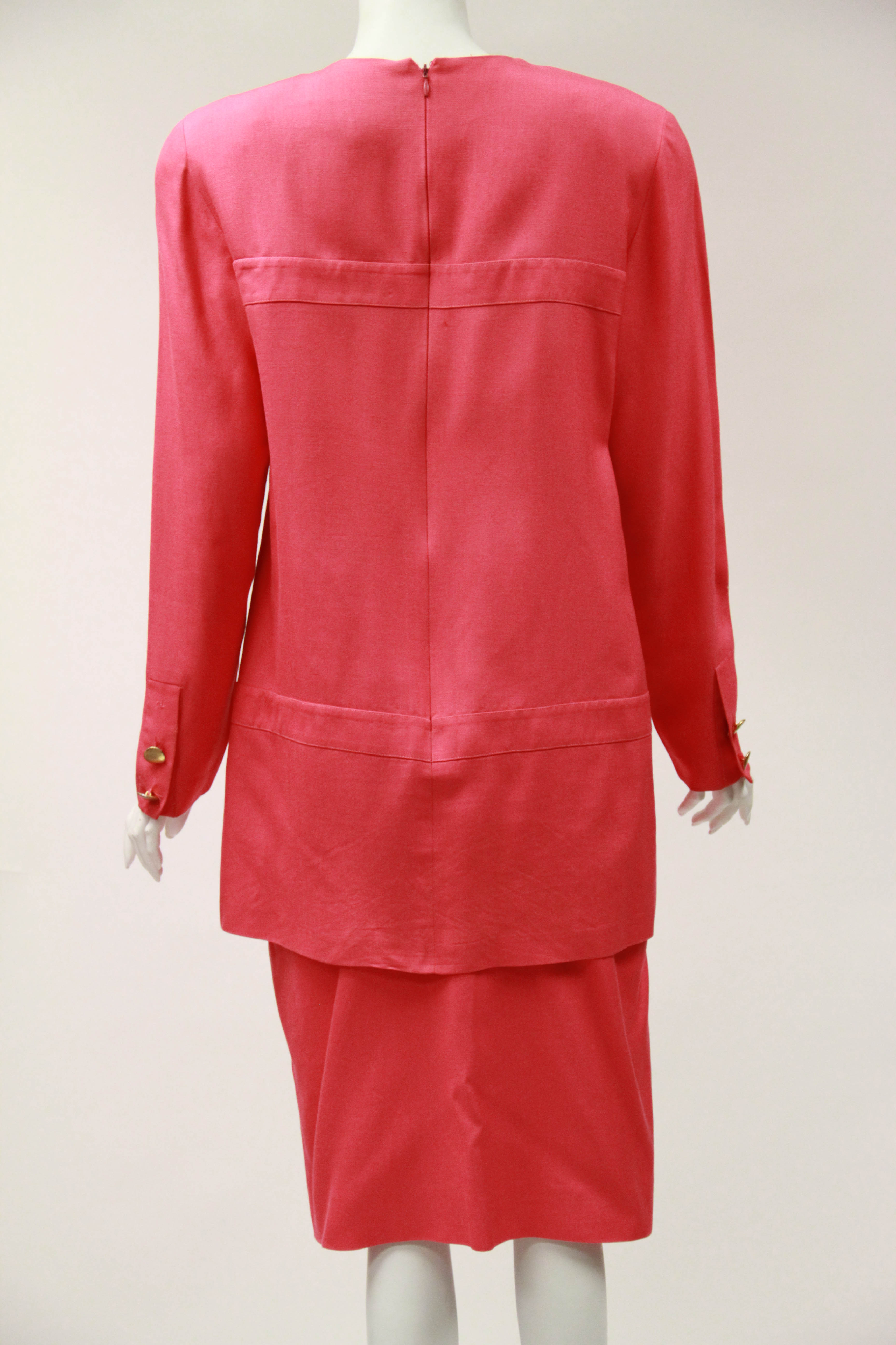 1980's Pierre Balmain Pink Skirt Suit