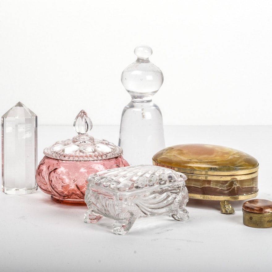 Art Glass Paperweights and Trinket Dishes