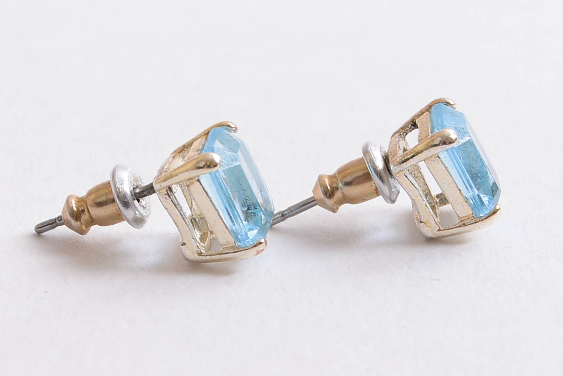 800 Silver and Blue Glass Earrings