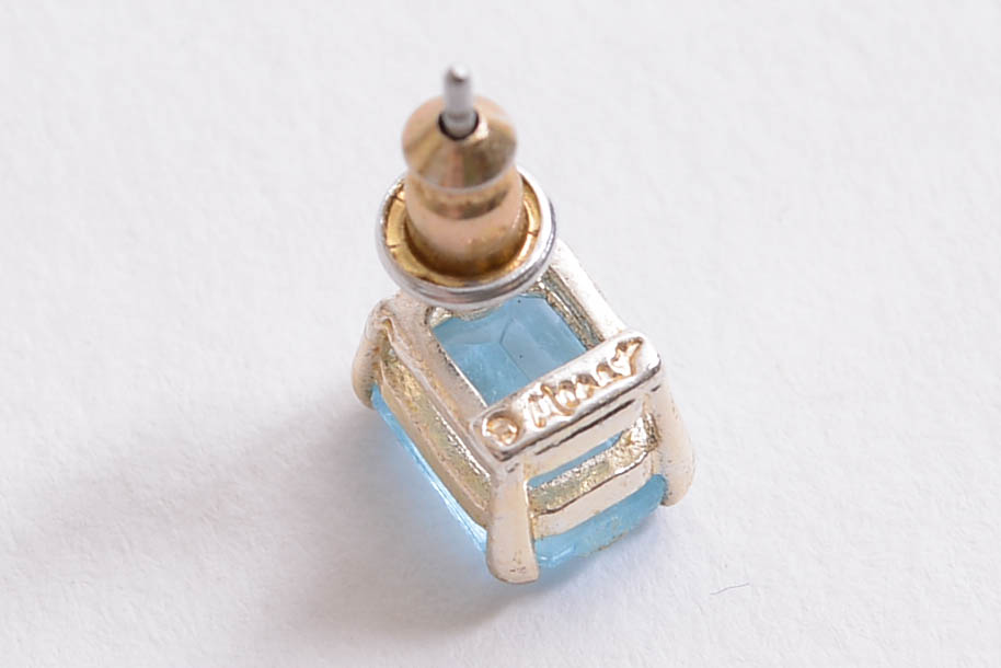 800 Silver and Blue Glass Earrings